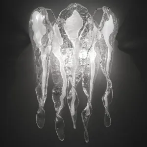 Mid-Century White & Clear Piastra Glass Wall Light