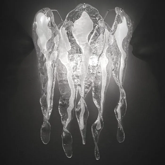 Mid-Century White & Clear Piastra Glass Wall Light