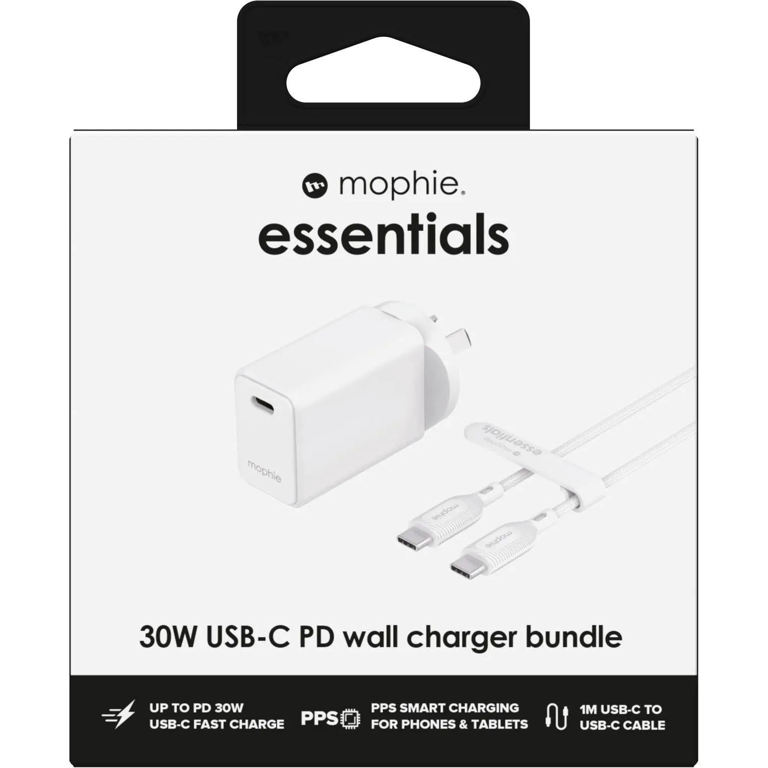 Mophie Essential 30W USB-C Wall Charger and Cable (White)