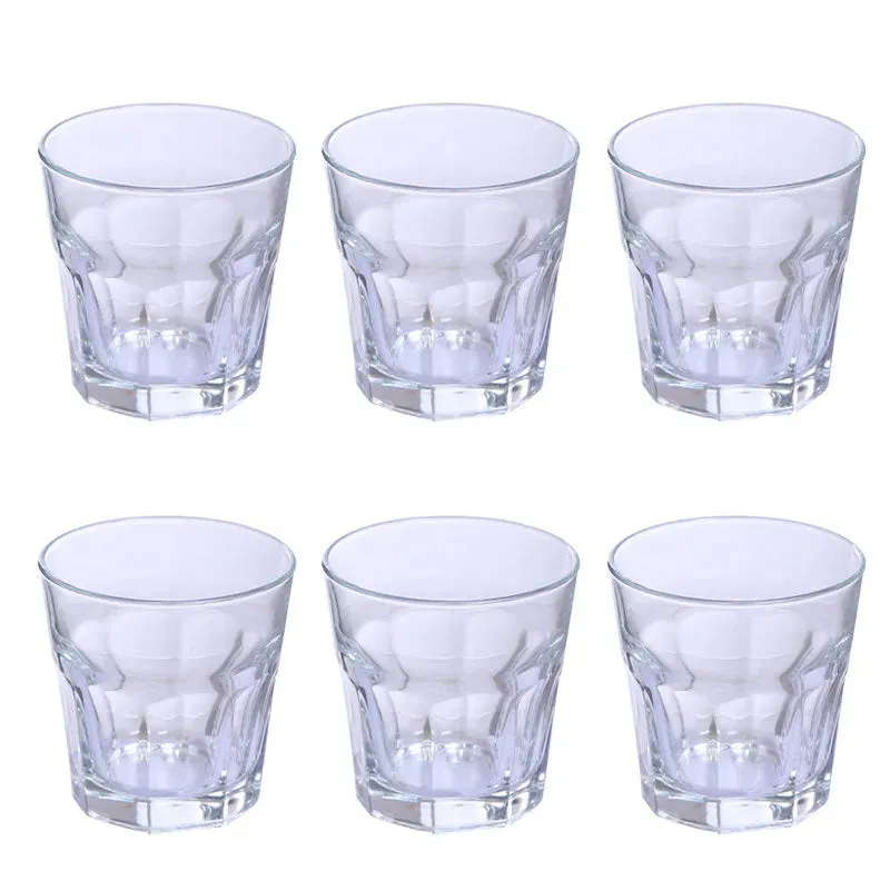 Morocco Whiskey Glasses Clear Crystal Beverageware | Set of 6 | 3 x 4 inches | 230ml