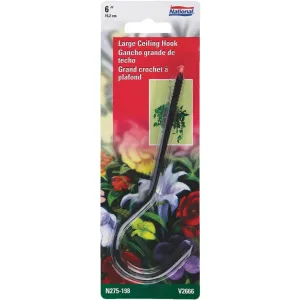 National 6 In. Black Ceiling Hook