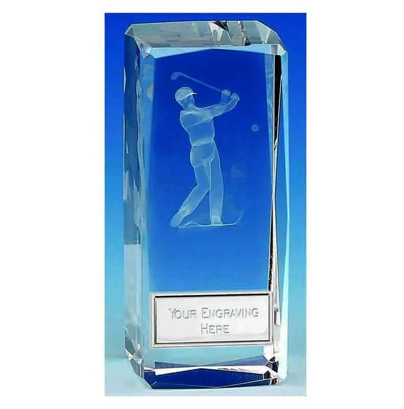OK035 - Clarity Male Golfer Crystal Trophy (11.5cm)