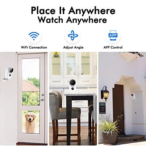 Outdoor Wireless Camera Battery Powered, Rechargeable WiFi Home Security Camera, 1080P Video 2-Way Audio Night Vision, PIR Motion Detection, Waterproof, SD Slot