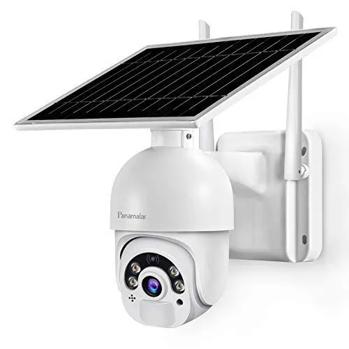 Panamalar Outdoor Camera Solar Powered, 14400mAh Wireless Rechargeable Battery Camera 1080P WiFi Home Security Camera with 360° View, Color Night Vision, PIR Motion Detection, 2-Way Audio, Waterproof