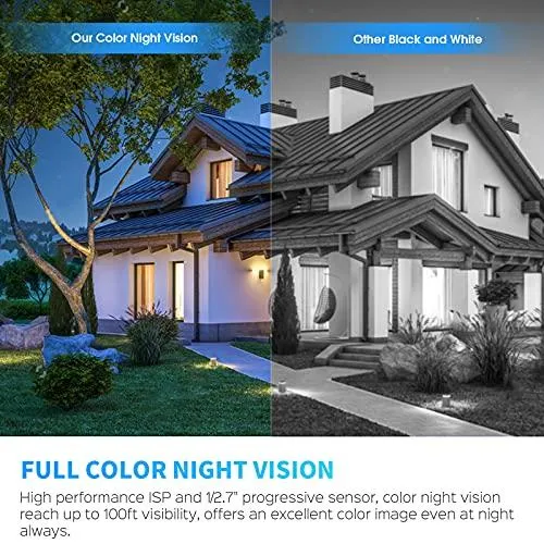 Panamalar Outdoor Camera Solar Powered, 14400mAh Wireless Rechargeable Battery Camera 1080P WiFi Home Security Camera with 360° View, Color Night Vision, PIR Motion Detection, 2-Way Audio, Waterproof