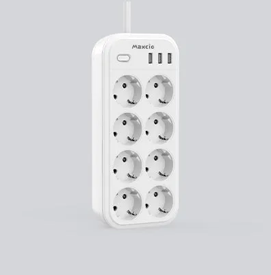 Power Strip 8 AC - White
