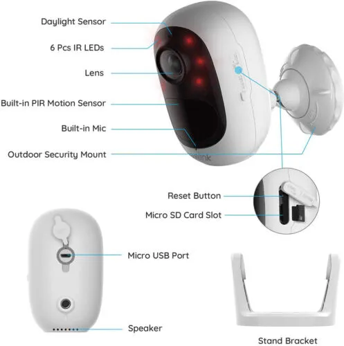 Rechargeable Battery Powered Outdoor Security CAM (with Solar Panel)