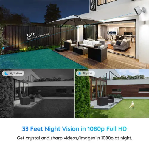 Rechargeable Battery Powered Outdoor Security CAM (with Solar Panel)
