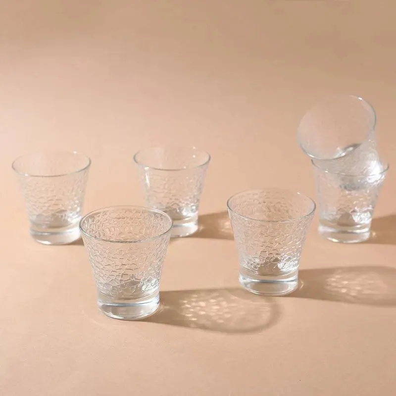 Rome Whiskey Glasses Clear Crystal Drinkware | Set of 6 | 4 x 4 inches | 240ml