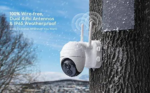 Security Camera Outdoor, Wireless WiFi 360° Pan Tilt Zoom Solar 15000mah Battery Powered Home Cameras with Night Vision, Motion Detection, 2 Way Audio, IP65 Waterproof, Encrypted SD/Cloud Storage