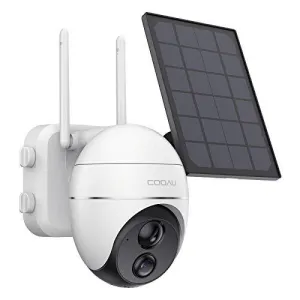 Security Camera Outdoor, Wireless WiFi 360° Pan Tilt Zoom Solar 15000mah Battery Powered Home Cameras with Night Vision, Motion Detection, 2 Way Audio, IP65 Waterproof, Encrypted SD/Cloud Storage