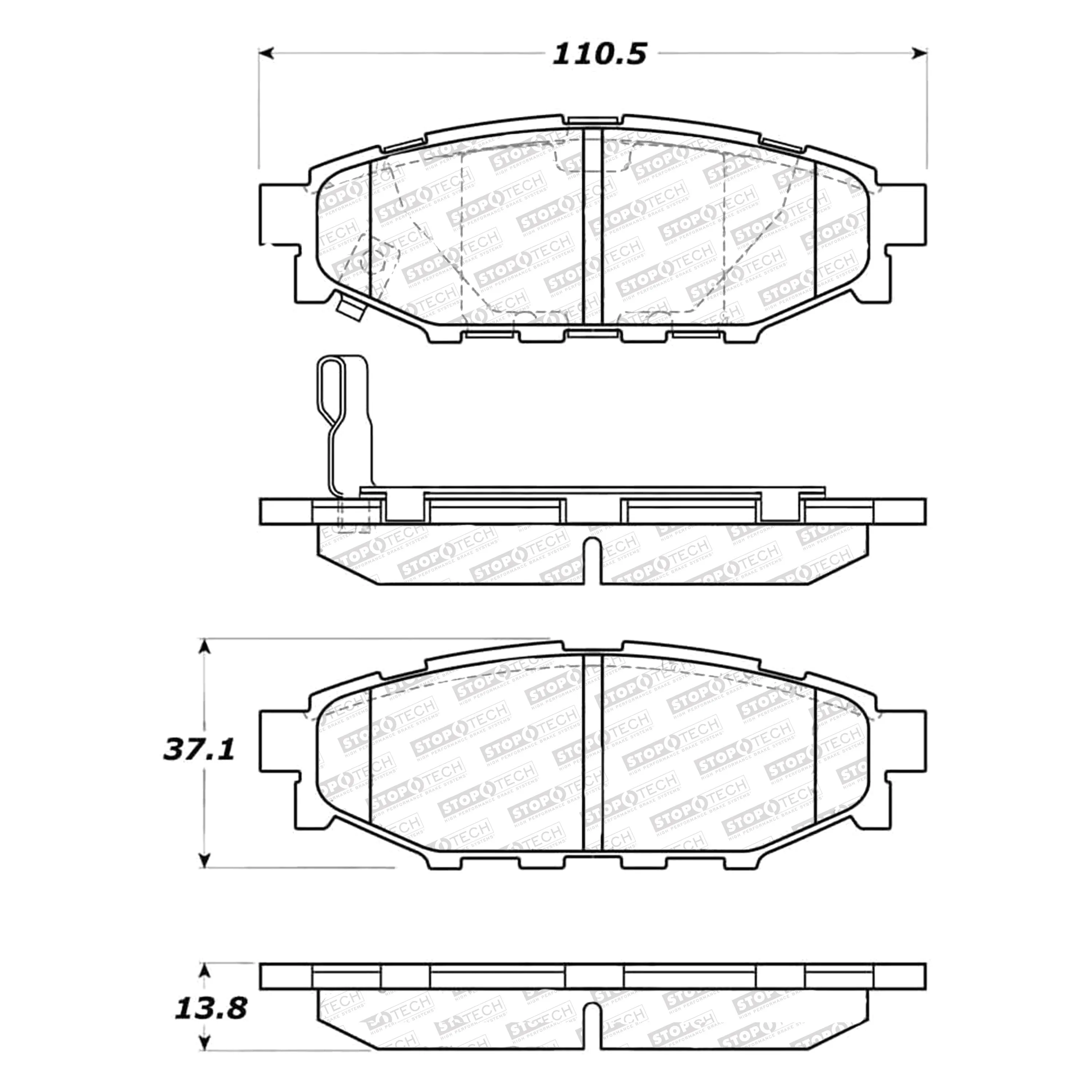 StopTech Street Select Brake Pads Subaru Crosstrek (16-20) Forester (09-18) [Rear w/ Hardware] 305.11140