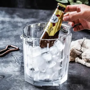 Stylish Crystal Glass Ice Bucket for Wine, Champagne, and Spirits