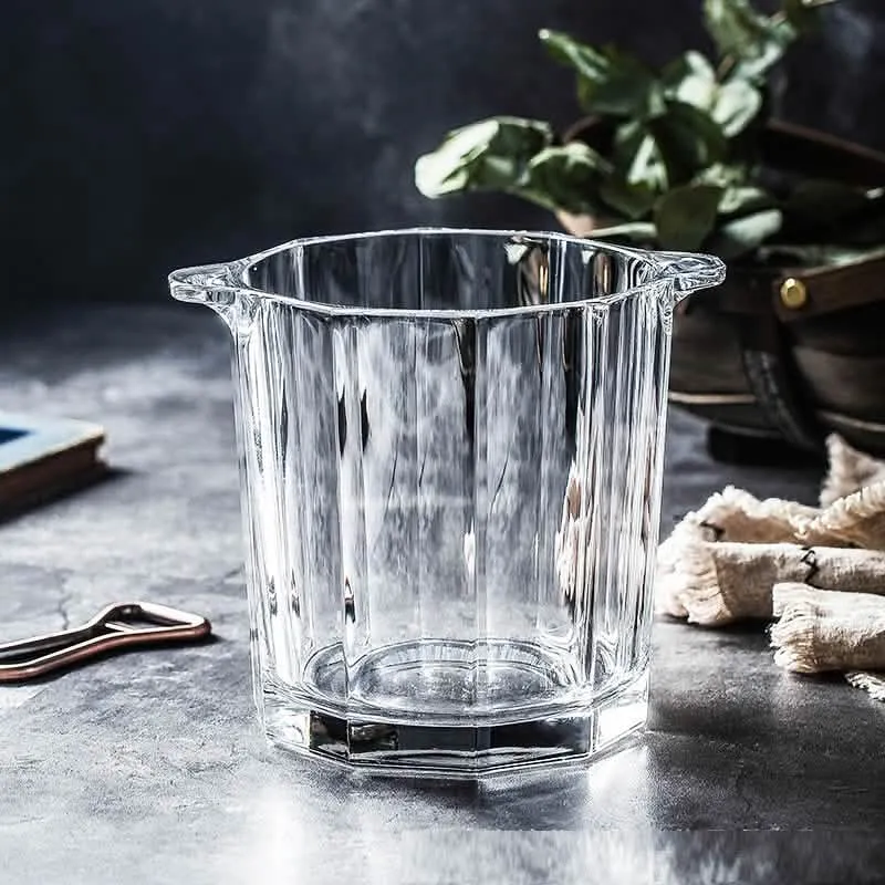 Stylish Crystal Glass Ice Bucket for Wine, Champagne, and Spirits