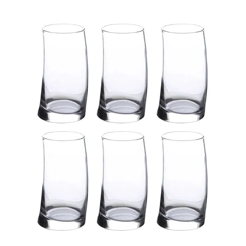 Surf Hi Ball Glasses Clear Crystal Glassware | Set of 6 | 3 x 6 inches | 385ml