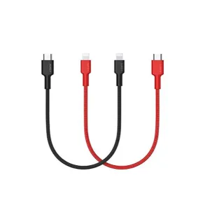 Type-C/M to Lightning Braided Cable - 1 ft x 2 (Red   Black) CB-CL06