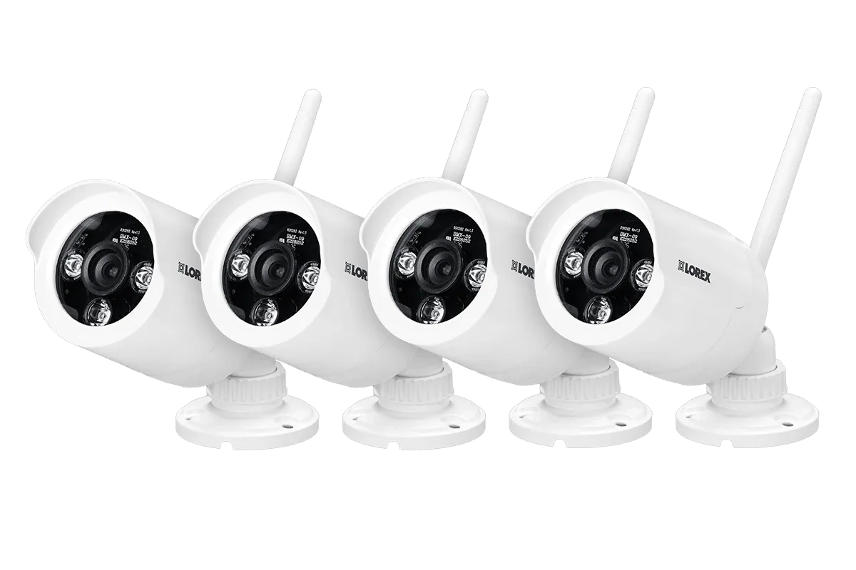 White wireless cameras with night vision (4-pack)
