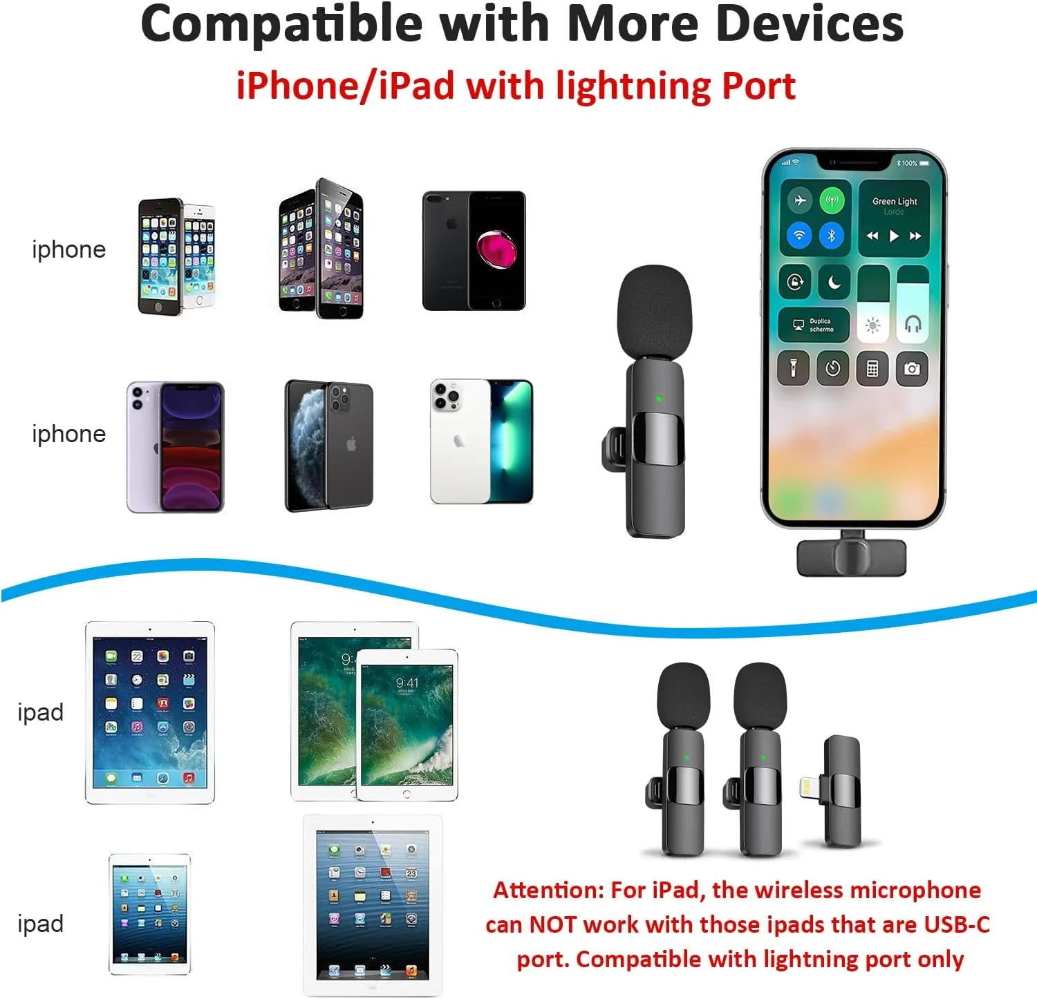 Wireless Microphone for iPhone & iPad – Omnidirectional Mic for Interviews, Podcasts, & Vlogs
