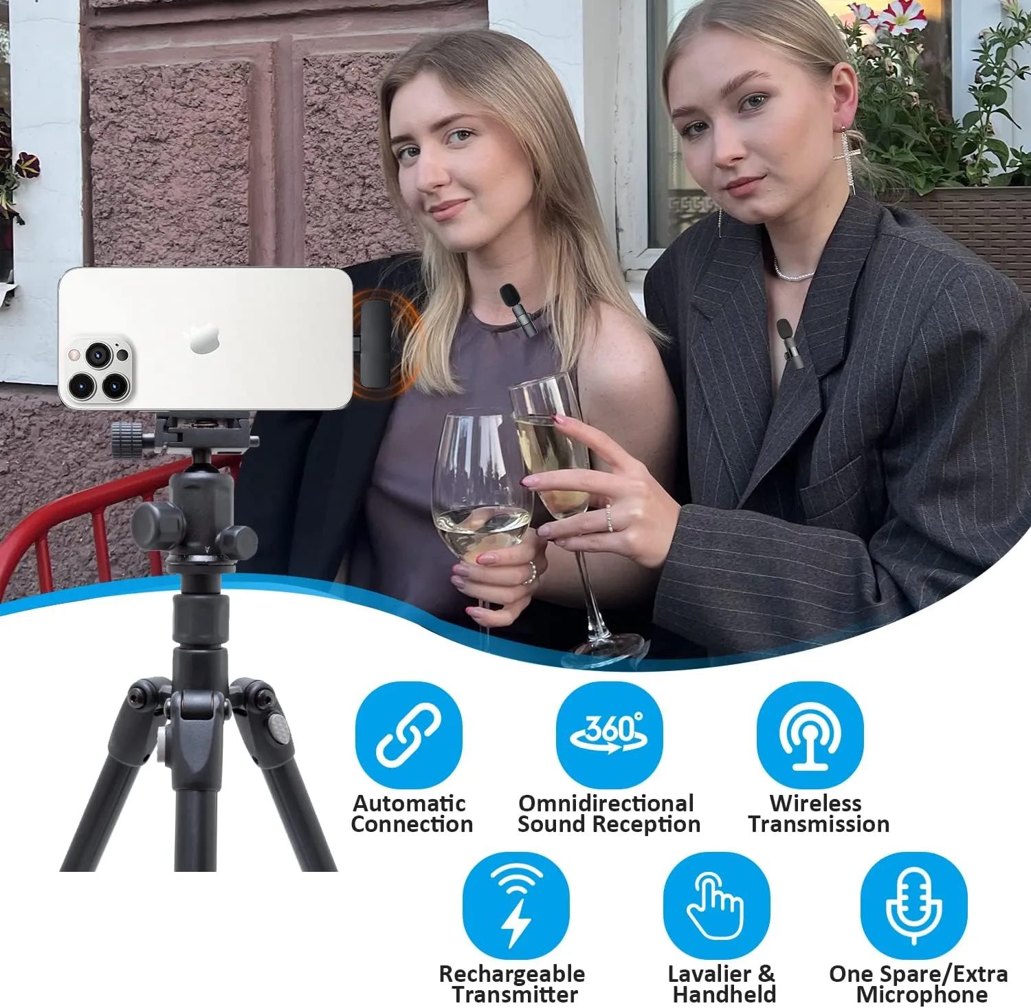 Wireless Microphone for iPhone & iPad – Omnidirectional Mic for Interviews, Podcasts, & Vlogs